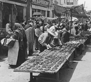 Pasilla chiles were common in open air markets like this during the 1930s, but this recipe goes back much further in time.